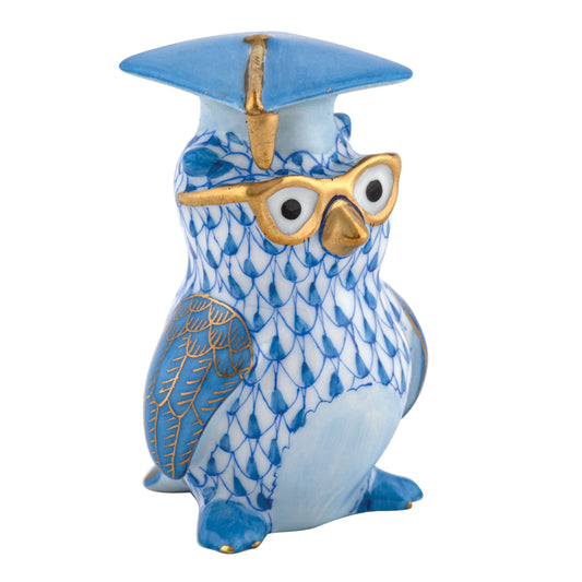 Herend Graduation Owl Blue
