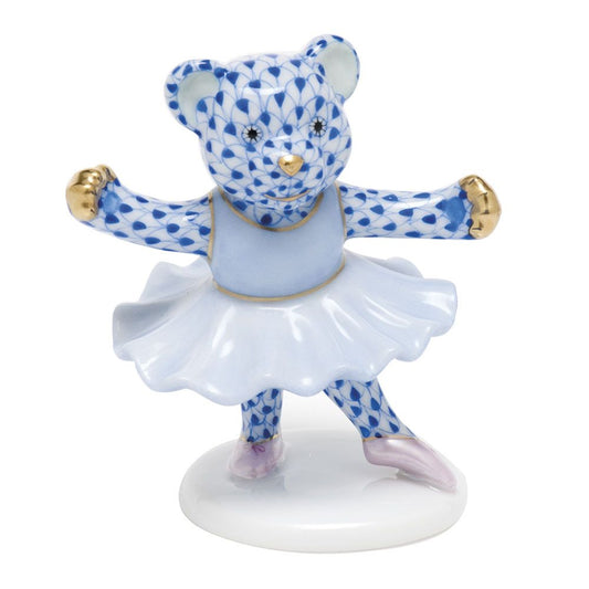 Herend Figurines Ballerina Bear Sapphire