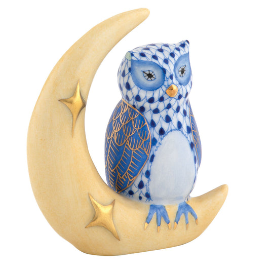 Herend Owl with Crescent Moon