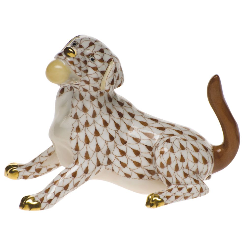 Herend Labrador with Ball Blue Chocolate