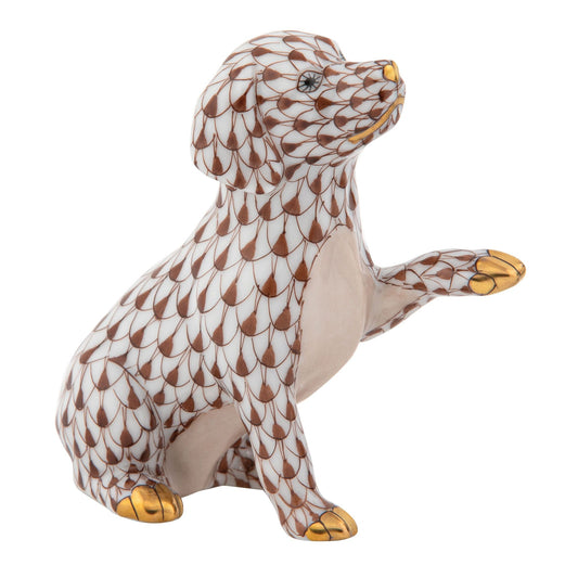Herend Dog Shaking Hands Blue