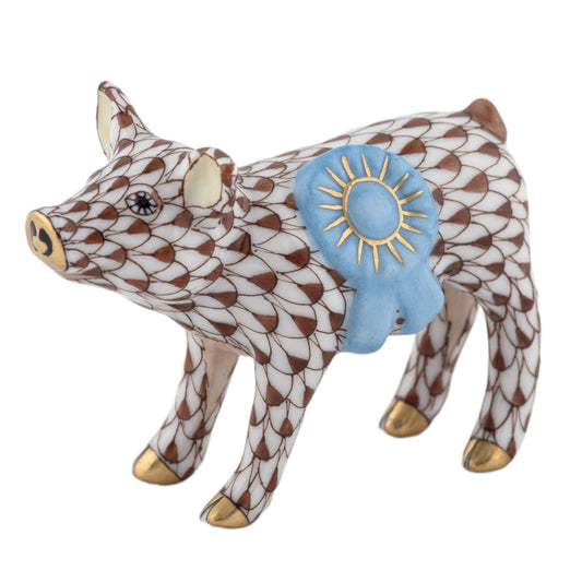 Herend Blue Ribbon Pig