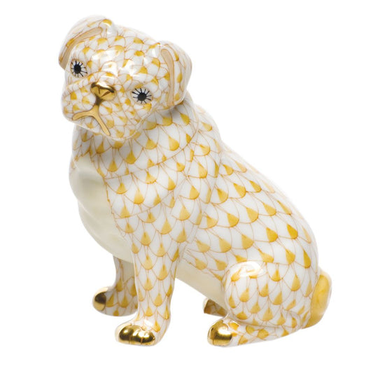 Herend Sitting Pug Butterscotch
