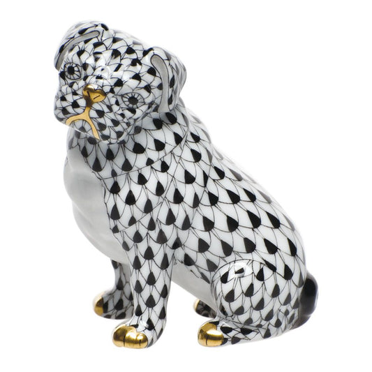 Herend Sitting Pug Black