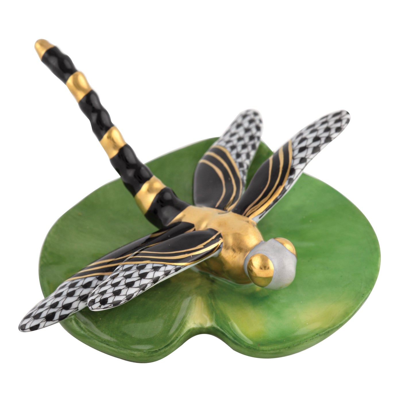 Herend Dragonfly on Lily Pad