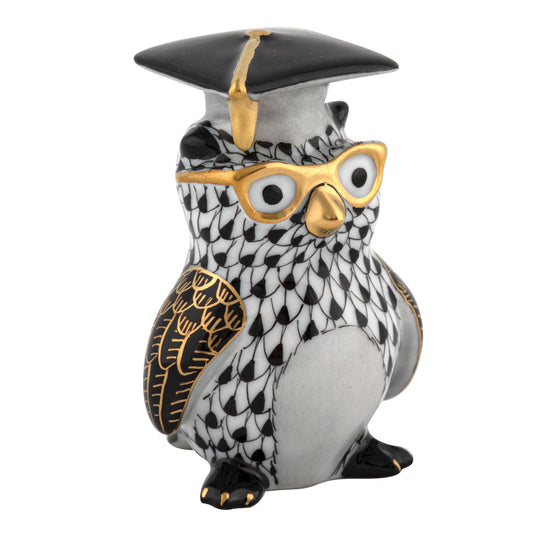 Herend Graduation Owl Black