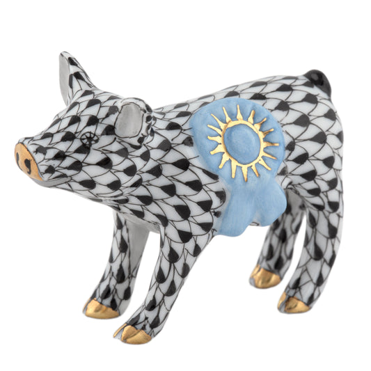 Herend Blue Ribbon Pig