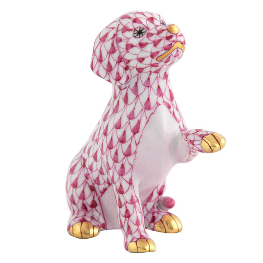 Herend Dog Shaking Hands Blue