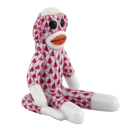 Herend Sock Monkey Raspberry