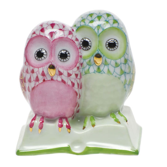 Pair of Owls on Books