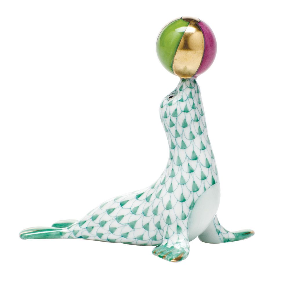 Herend Sea Lion with Ball Green