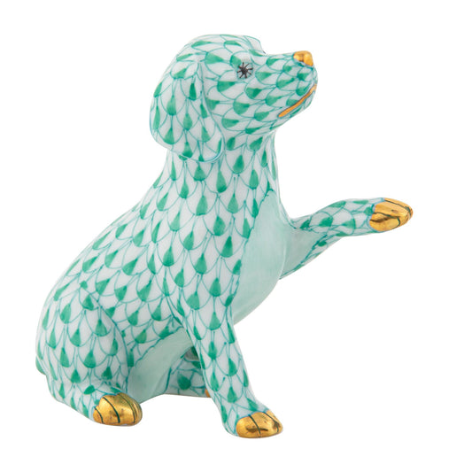 Herend Dog Shaking Hands Blue