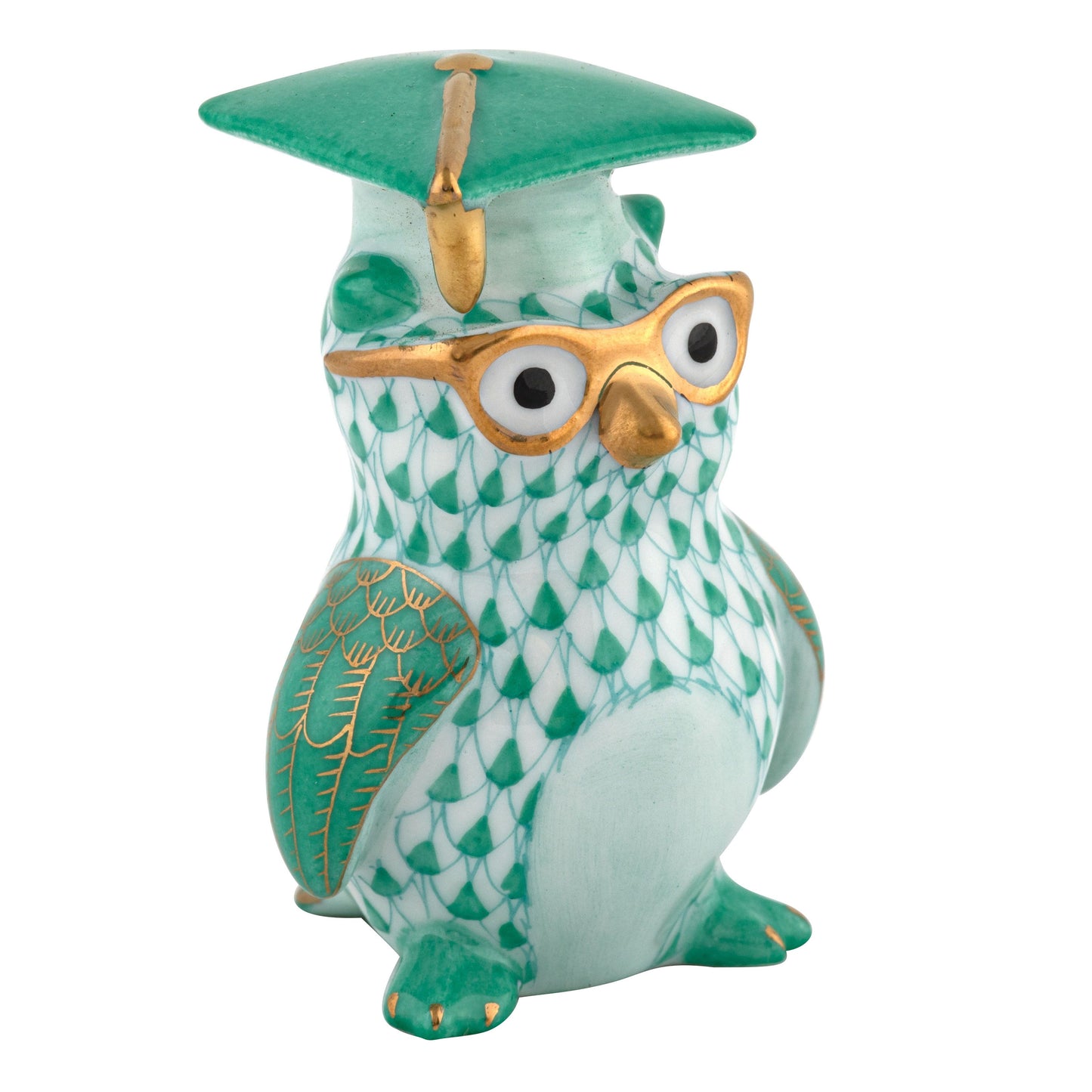 Herend Graduation Owl Green