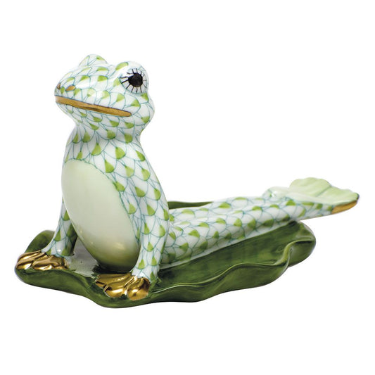 Herend Yoga Frog in Cobra Pose Keylime