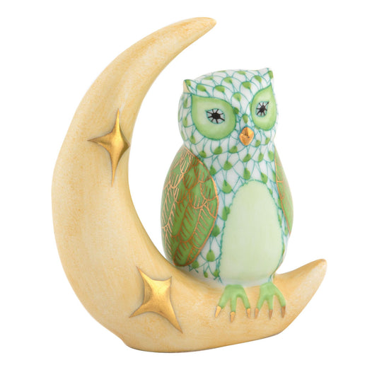 Herend Owl with Crescent Moon
