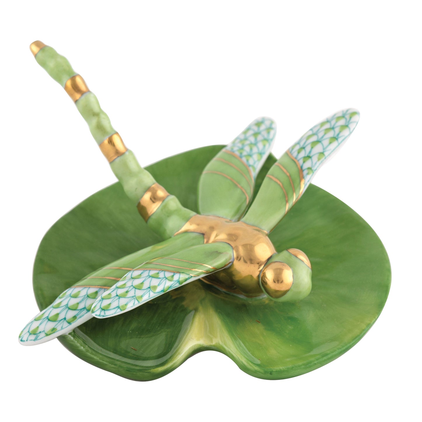 Herend Dragonfly on Lily Pad