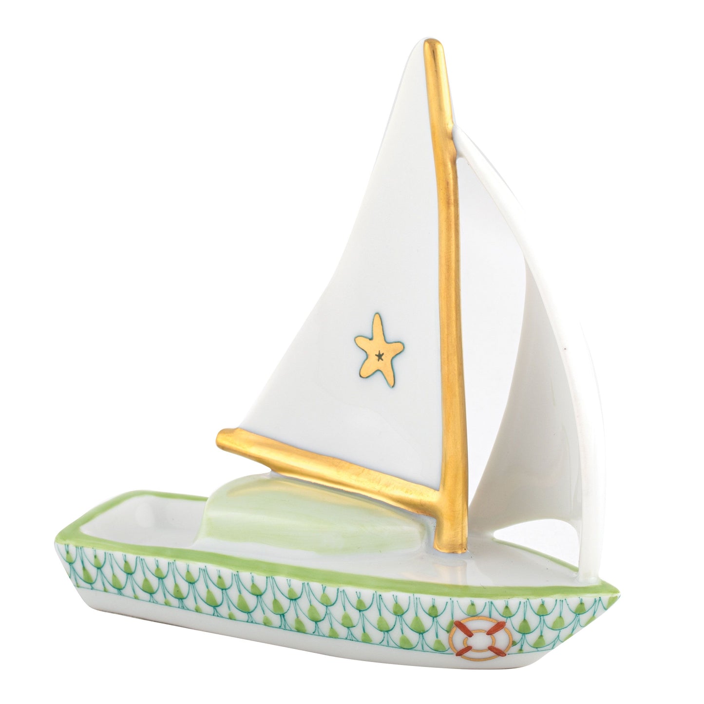 Herend Sailboat at Sea Blue