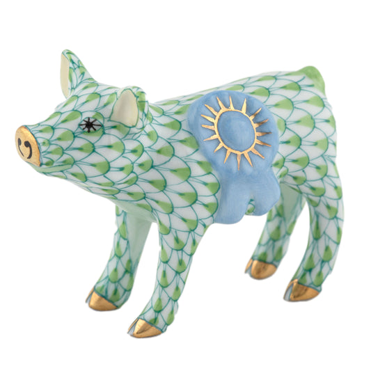 Herend Blue Ribbon Pig