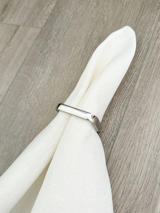 Modern Curves Shiny Silver Napkin Rings Set of 4