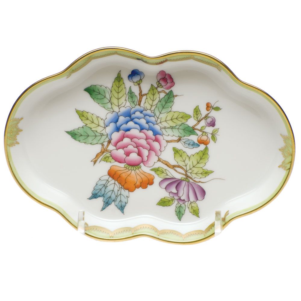 Herend Queen Victoria Green Small Scalloped Tray