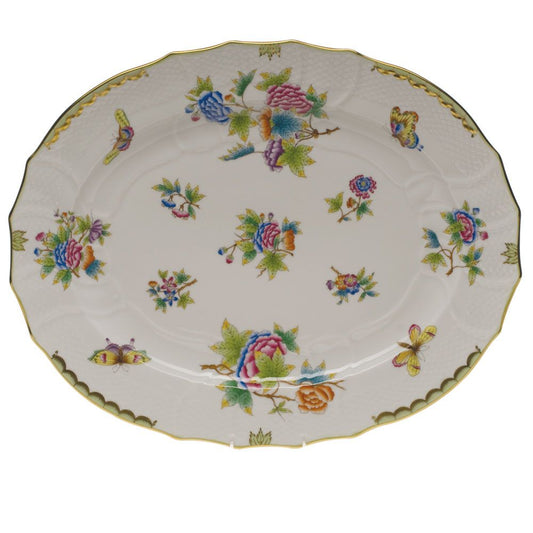 Herend Queen Victoria Green Turkey Platter