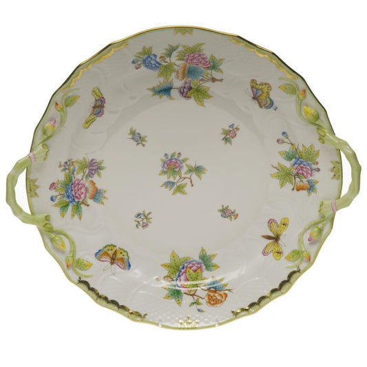 Herend Queen Victoria Green Chop Plate with Handles