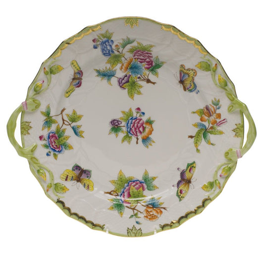Herend Queen Victoria Green Chop Plate with Handles