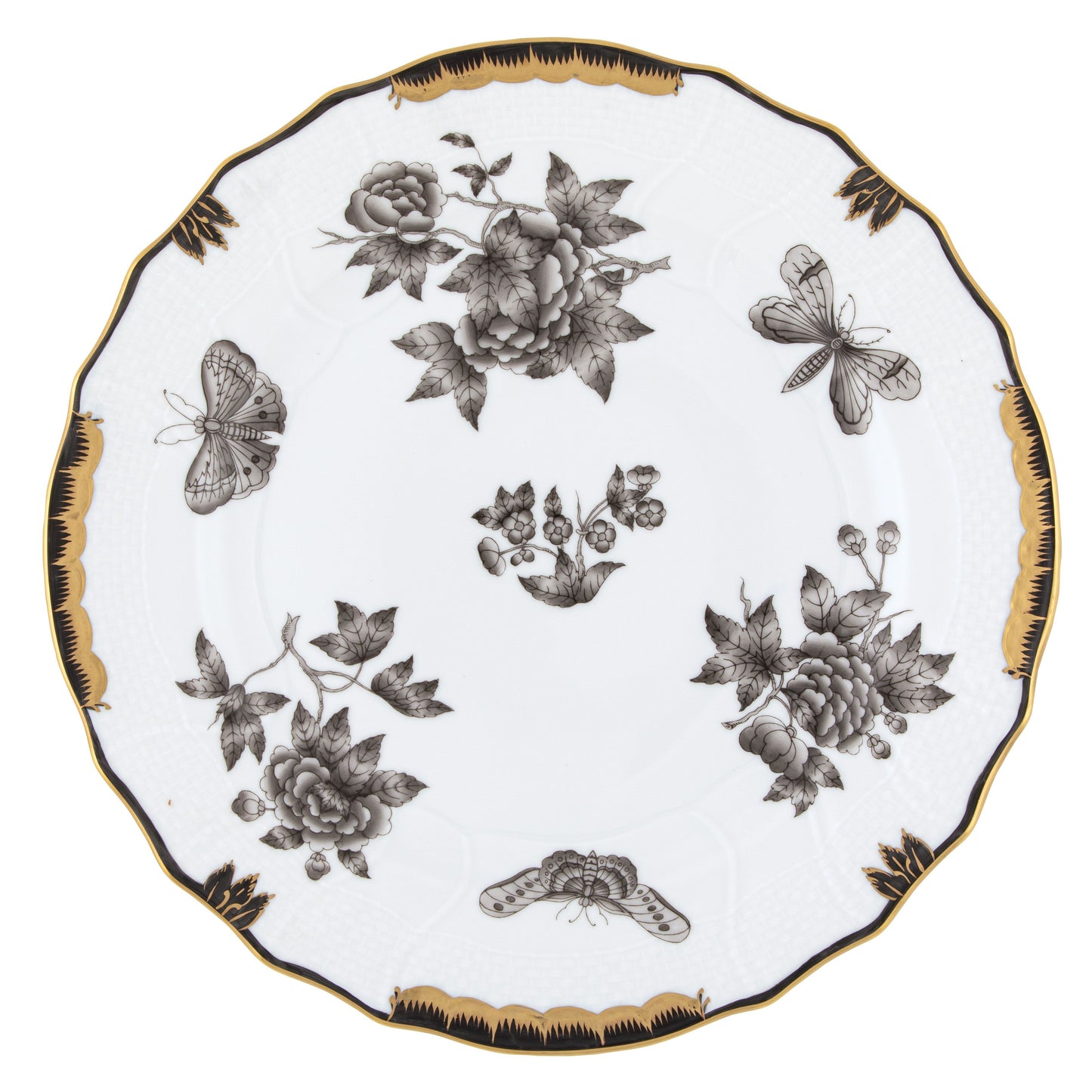 Herend Fortuna Black Bread and Butter Plate