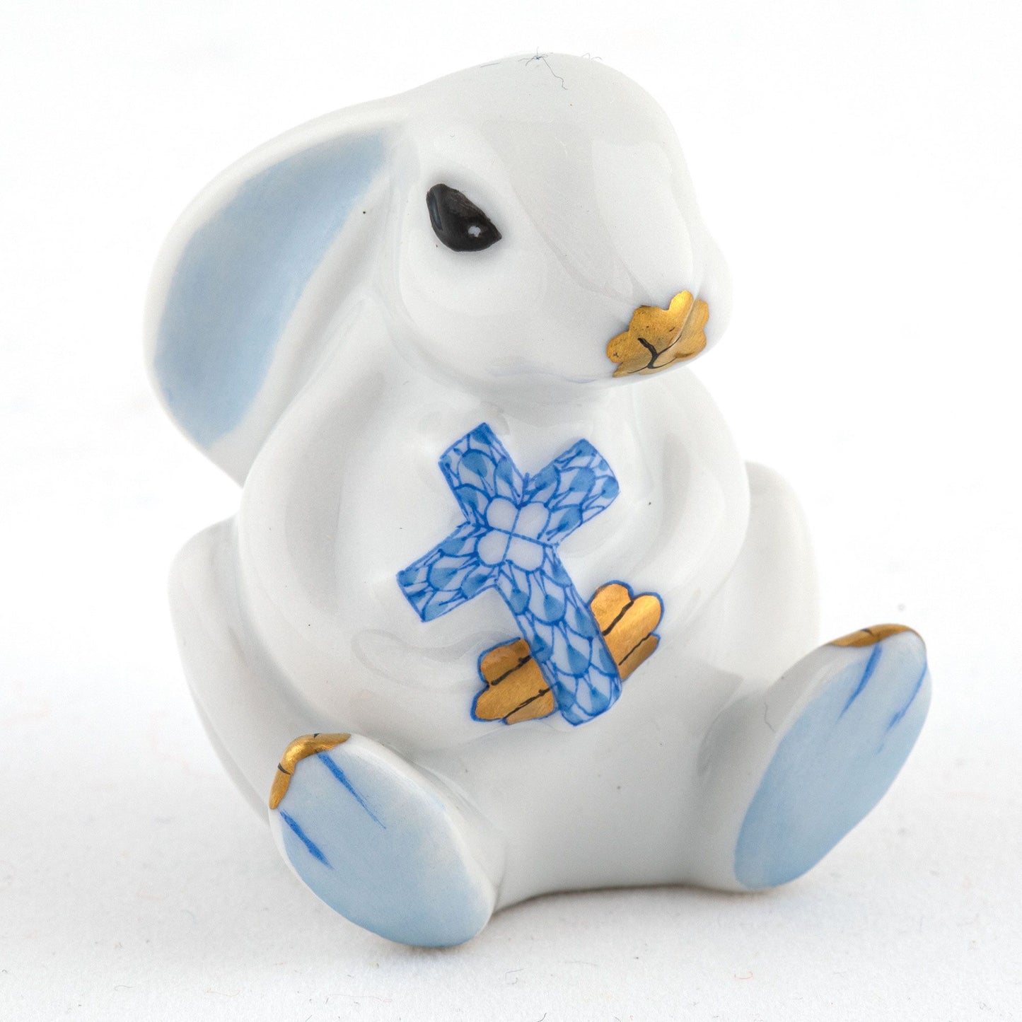 Herend Bunny with Cross Blue