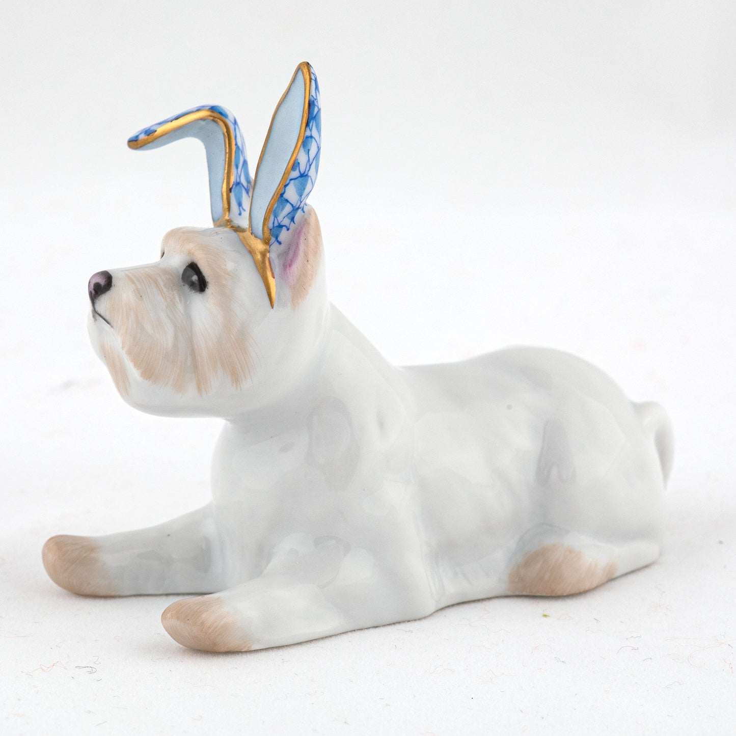Herend Westie with Bunny Ears Blue