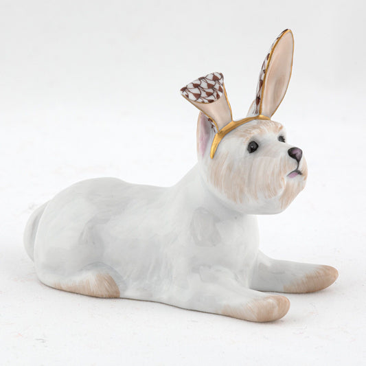 Herend Westie with Bunny Ears Chocolate