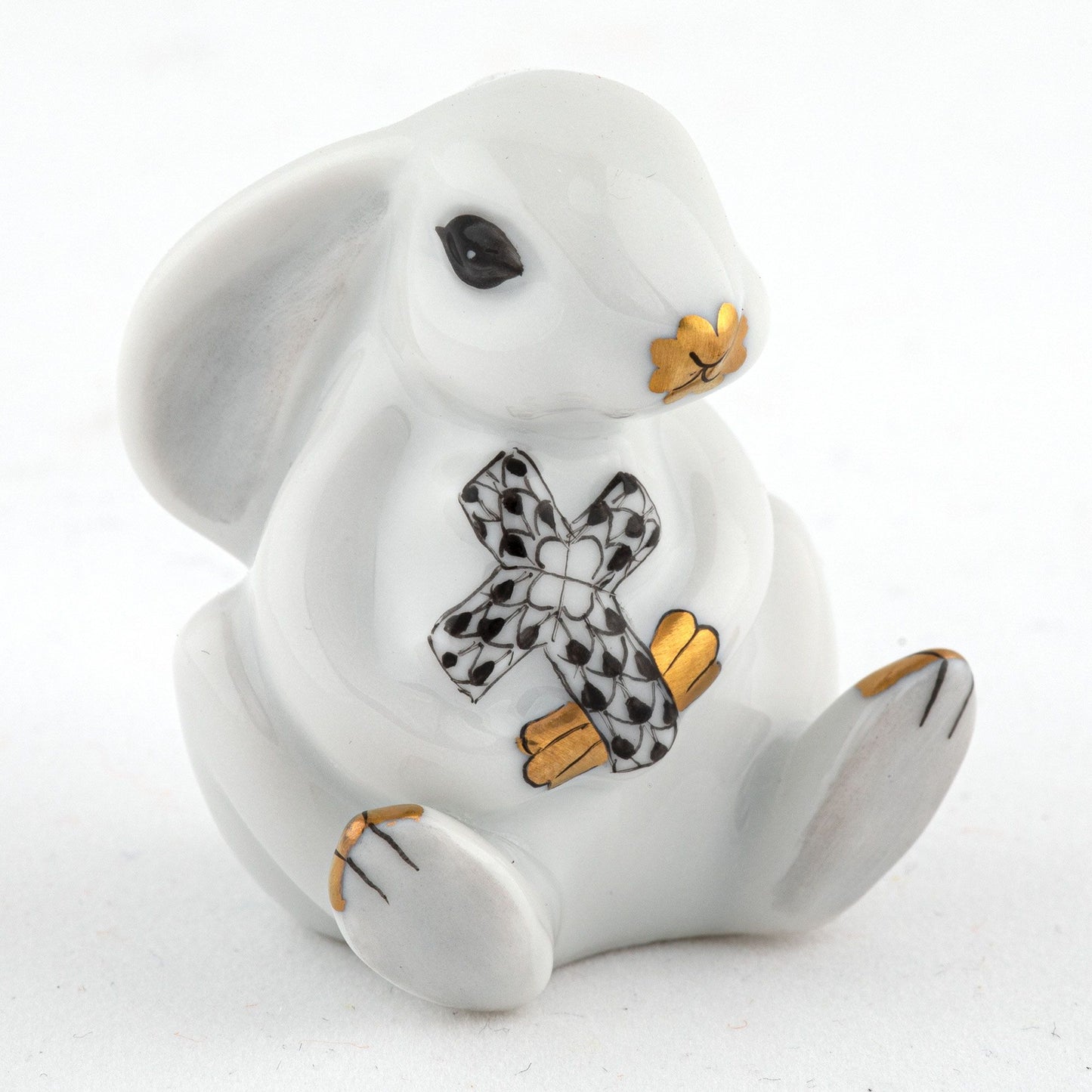 Herend Bunny with Cross Black