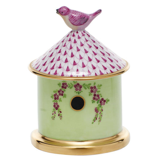 Herend Bird House Box Raspberry