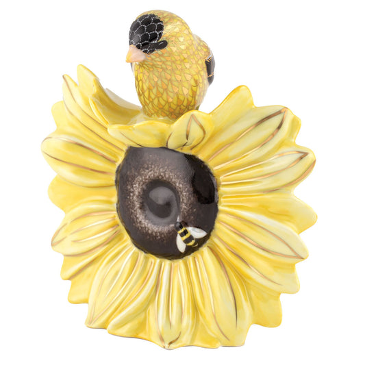 Herend Goldfinch on Sunflower