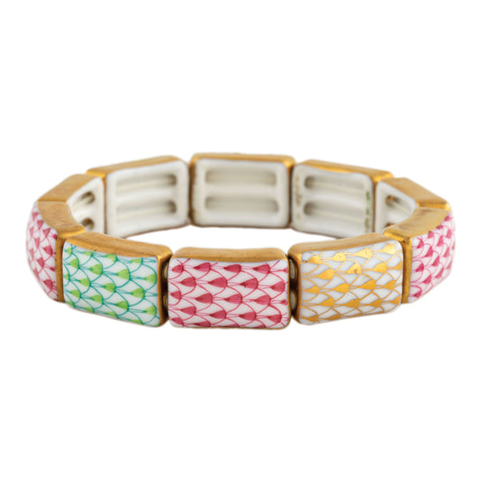 Herend 10 Link Key Lime, Pink and Gold