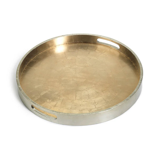 Round Antique Gold and Silver Tray