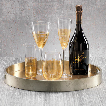 Round Antique Gold and Silver Tray