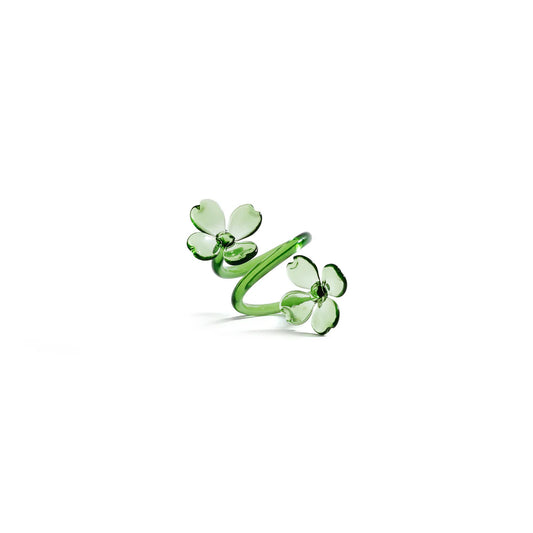 Set of 4 Botanica Glass Green Flower Napkin Ring
