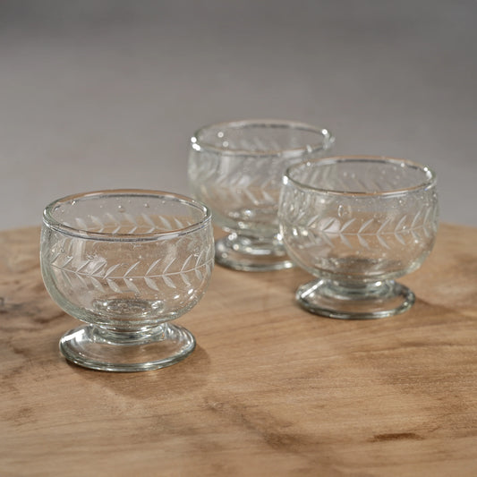 Handmade Etched Glass Dish Small