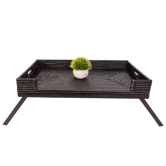 Artifacts Rattan™ Breakfast Tray & Table: Tudor Black