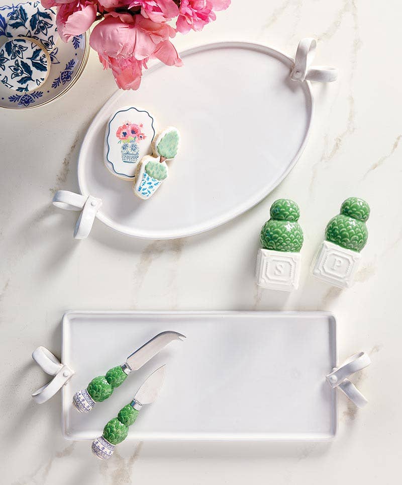 Ceramic Salt + Pepper Shakers - Topiary - Set of 2
