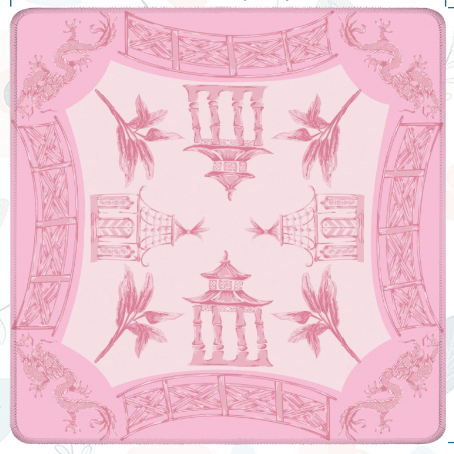 Watercolor Pagoda Mahjong Mat: Green