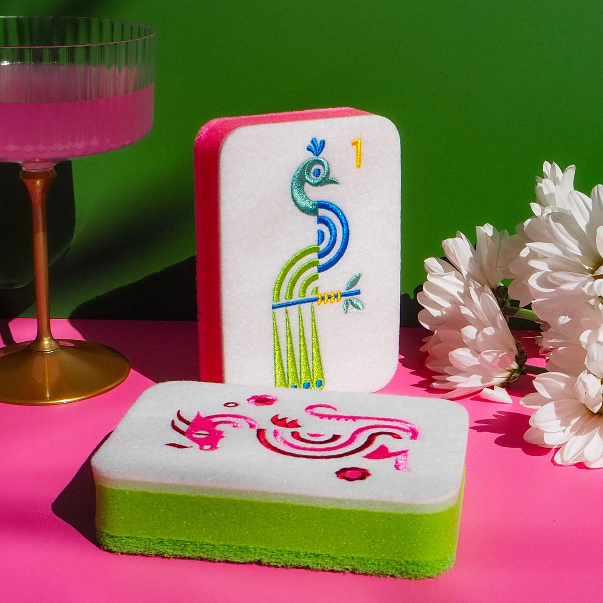 PLAY DIRTY Mahjong Tile Kitchen Sponges - Set of 2