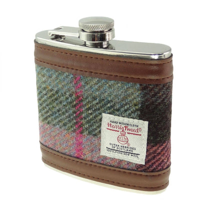 Harris Tweed 6oz Hip Flask - Multi Tartan Variations: MacLeod Tartan