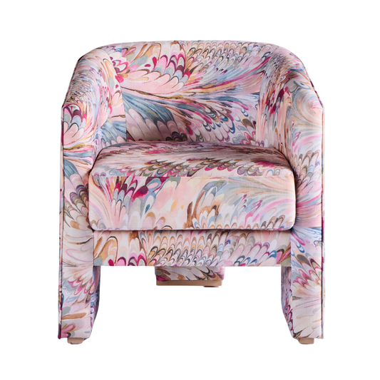 FURN 3-Leg Dining Chair - Pink Marble SOLD as a PAIR