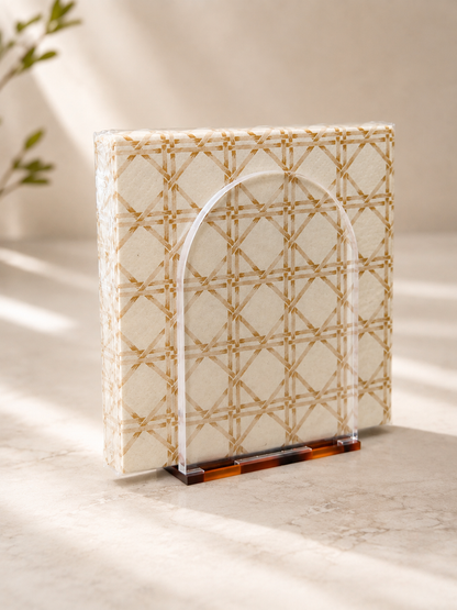 Tortoise Acrylic Vertical Napkin Holder with Clear Front