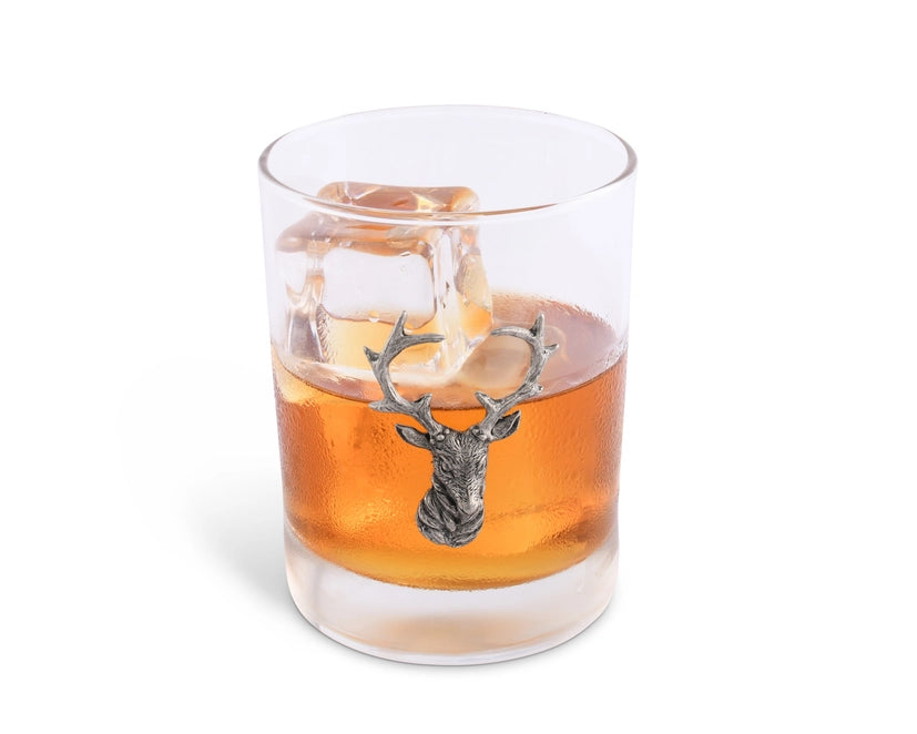 Elk Head Deer Double Old Fashion Glass