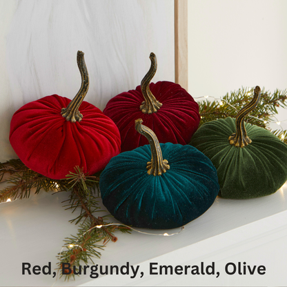 Pumpkin Small Velvet, Valentine's mantel, Autumn table, Gift: Slate Blue