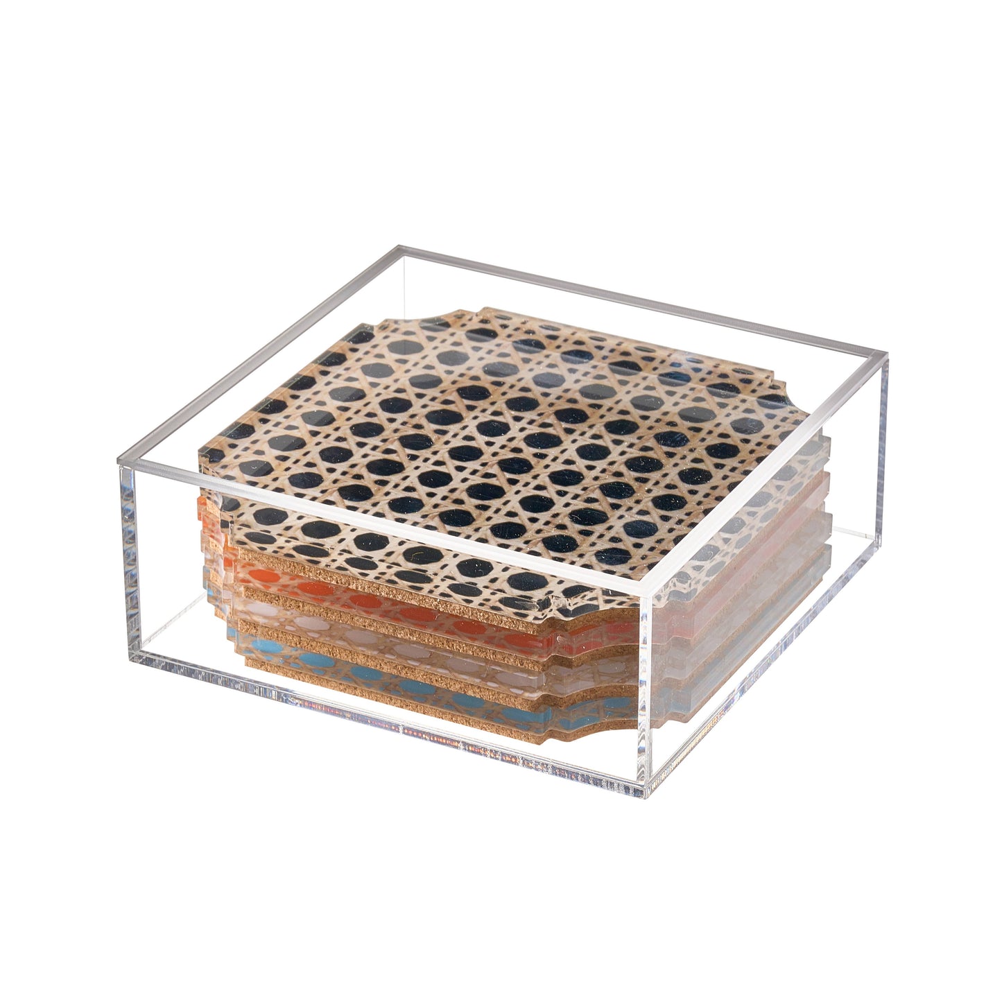 Acrylic Coaster Set of 4 Cane in Box