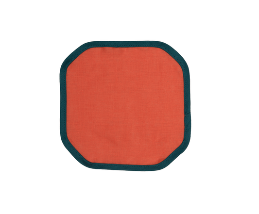 Set of 4 Cocktail Napkin, Orange and Navy